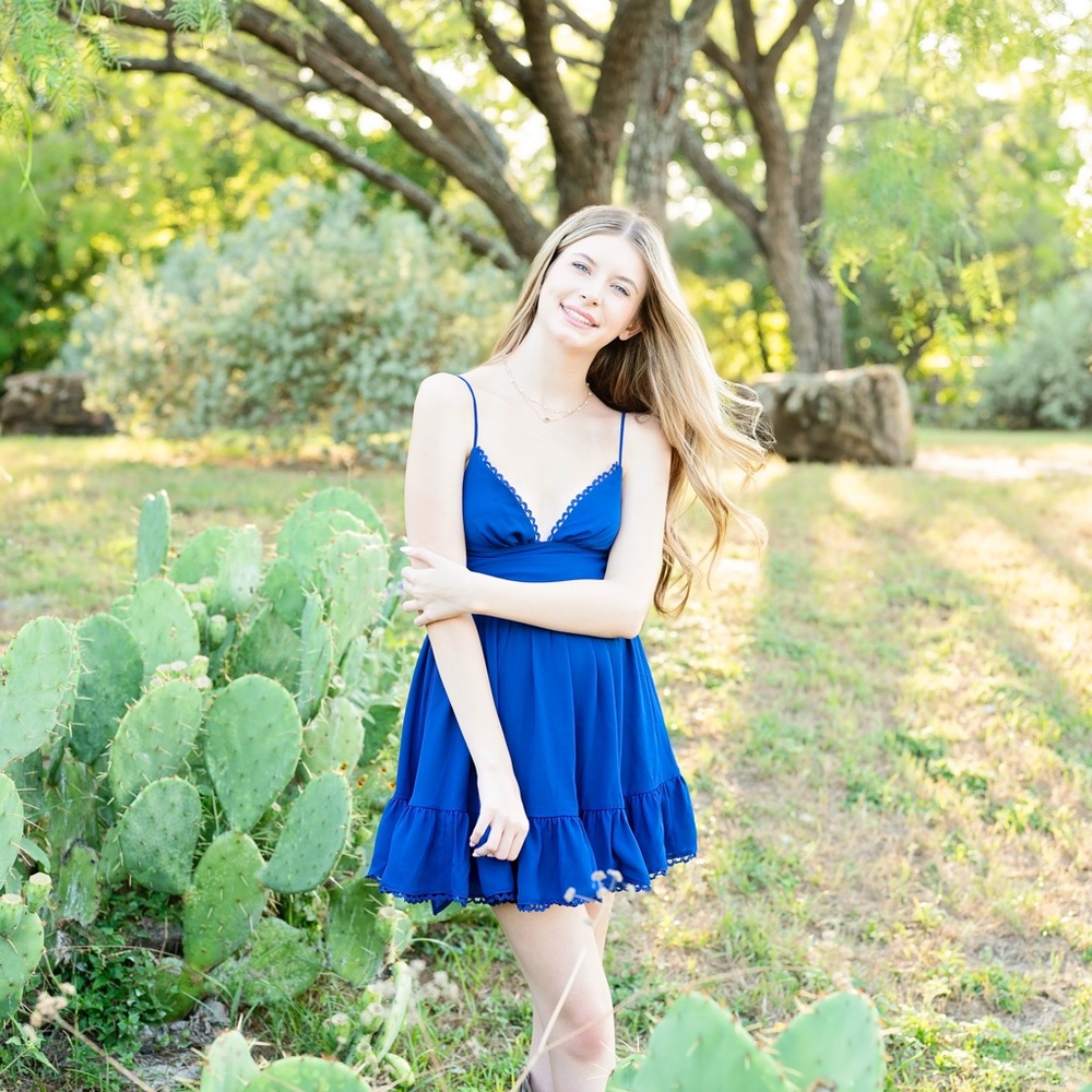 Blue Spaghetti Strap babydoll Dress